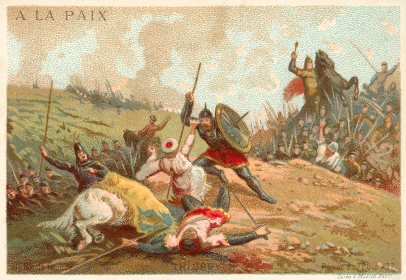 Teuderico IV, Rey de los Francos, y la Batalla de Tours, 732 de French School