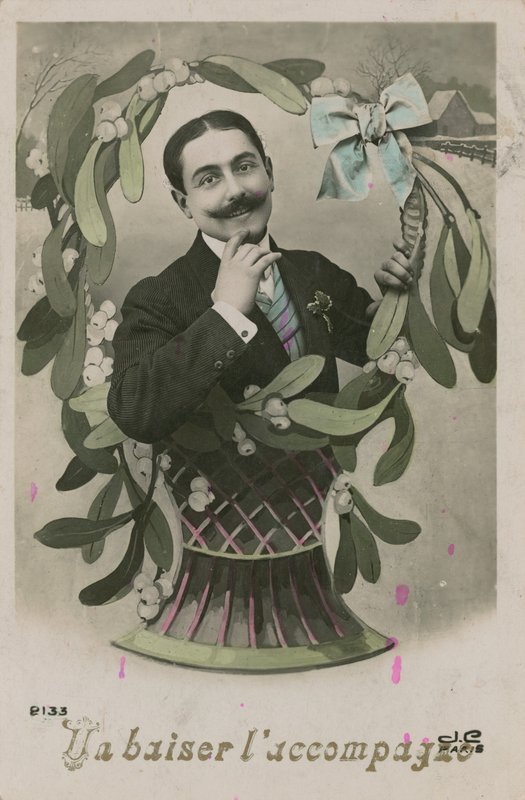 Acompañado con un beso (foto coloreada a mano) de French Photographer