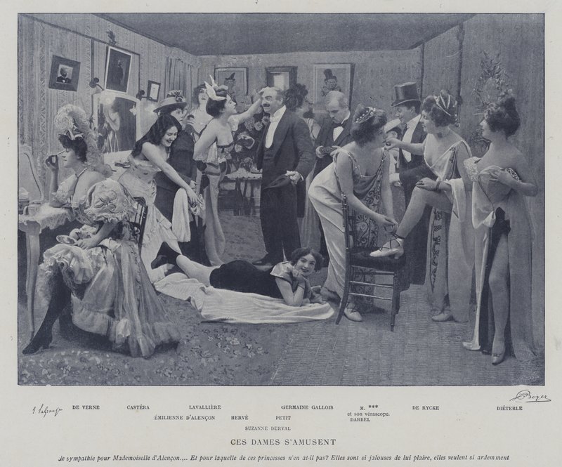 Actrices divirtiéndose en los camerinos del Théâtre des Variétés, París de French Photographer