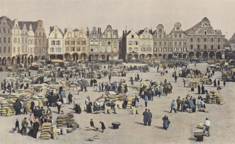 Arras, La gran Plaza, un día de mercado de granos de French Photographer