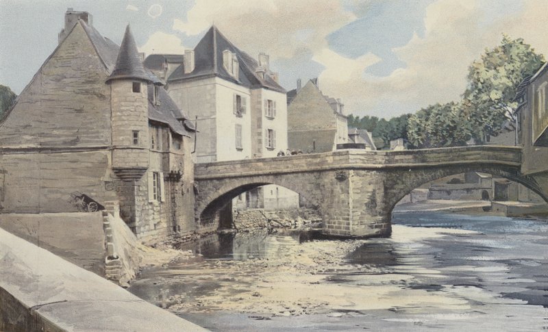 Aubusson, Puente de la Terrade, sobre el Creuse, Vista río abajo de French Photographer