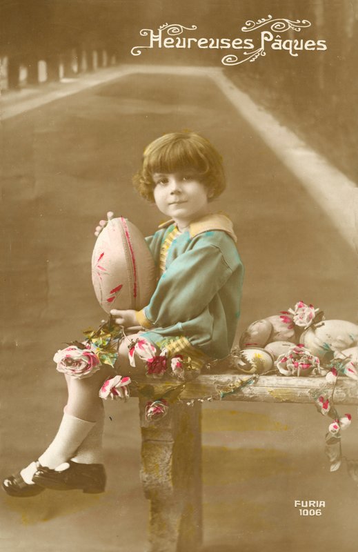 Niño con huevos de Pascua de French Photographer