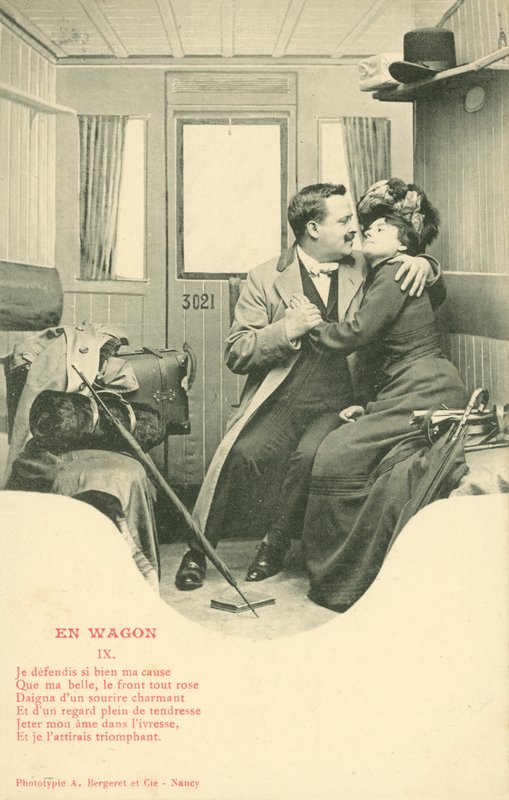 Pareja haciendo el amor en un compartimento de tren de French Photographer