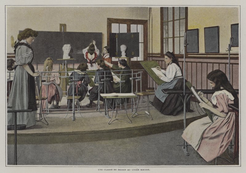 Clase de dibujo en el Liceo Racine, París de French Photographer
