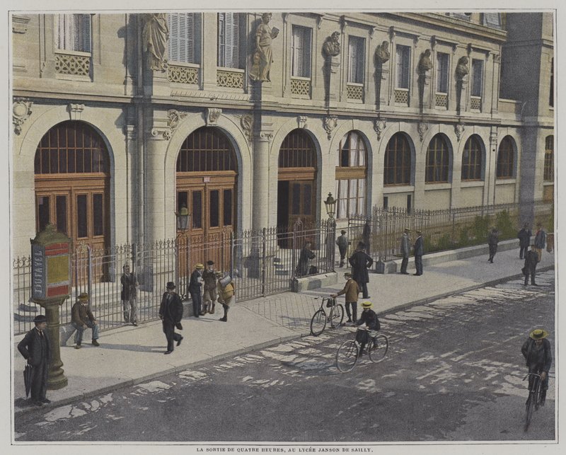 Fin del día escolar a las cuatro en punto, Liceo Janson de Sailly, París de French Photographer