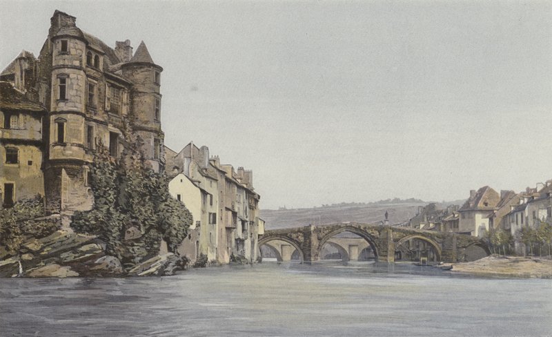 Espalion, Antiguo Palacio de Justicia y viejo Puente sobre el Lot de French Photographer