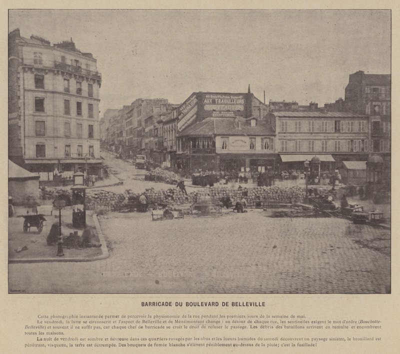 La Comuna de París, Barricada del Bulevar de Belleville de French Photographer