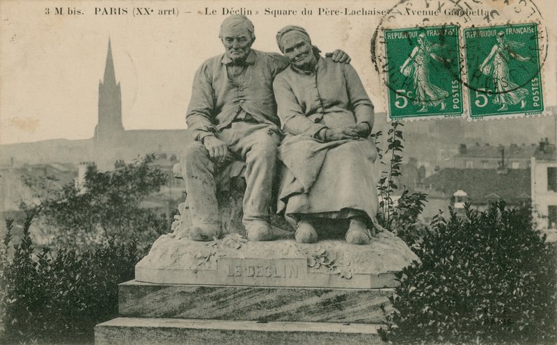 Le Declin (El Declive), estatua en la Plaza del Père Lachaise, París, por Clément Léopold Steiner de French Photographer