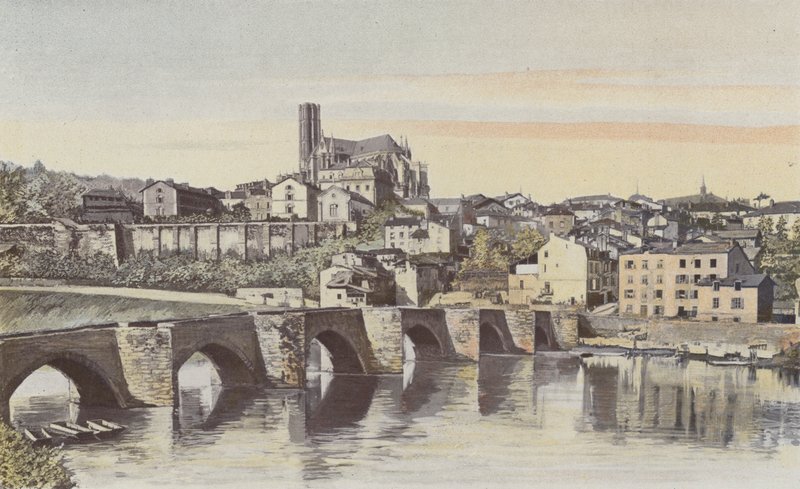 Limoges, Vista general, tomada río arriba del Puente Saint-Etienne (margen izquierda del Vienne) de French Photographer