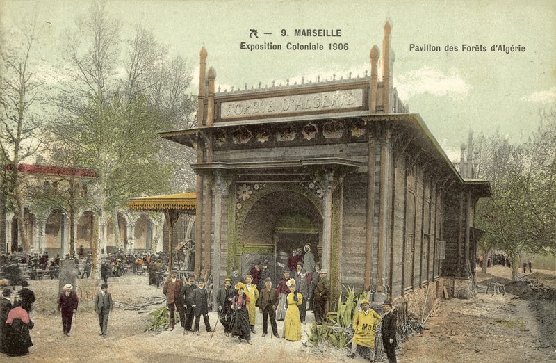 Marsella, Exposición Colonial 1906, Pabellón de los Bosques de Argelia de French Photographer