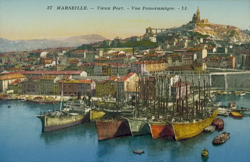 Marsella: Vieux Port, vista panorámica (foto coloreada) de French Photographer