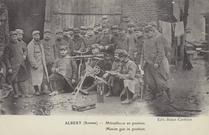 Ametralladora Maxim en posición, Albert, Somme, Primera Guerra Mundial de French Photographer
