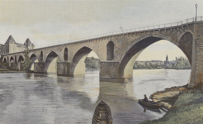 Montauban, Puente sobre el Tarn, Vista tomada aguas abajo en la orilla izquierda de French Photographer