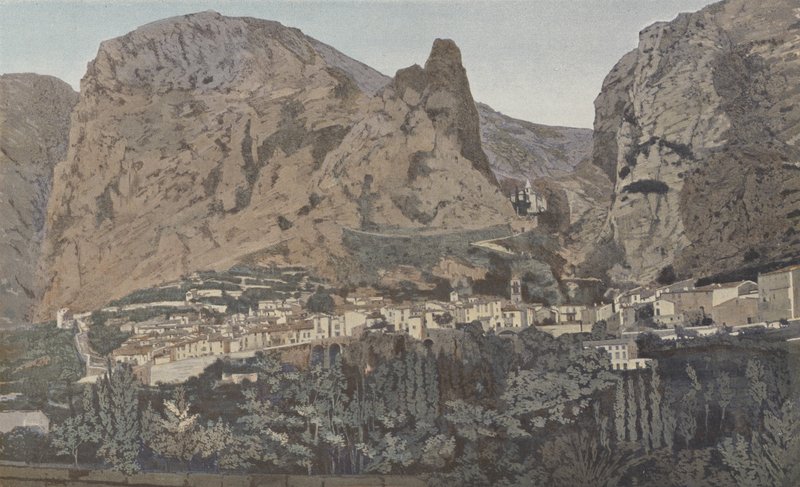 Moustiers-Sainte-Marie, Vista general y Capilla N D de Beauvoir de French Photographer