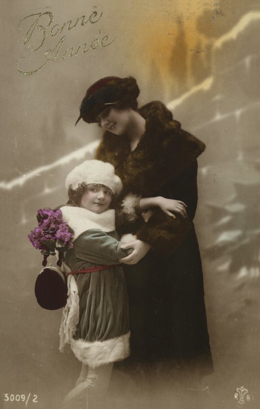 Tarjeta de Año Nuevo con madre e hija de French Photographer