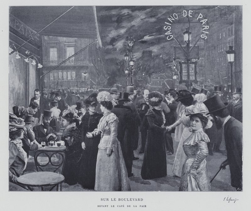 En el bulevar fuera del Café de la Paix, París de French Photographer
