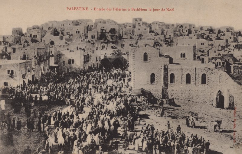 Palestina, entrada de los peregrinos a Belén en el día de Navidad de French Photographer
