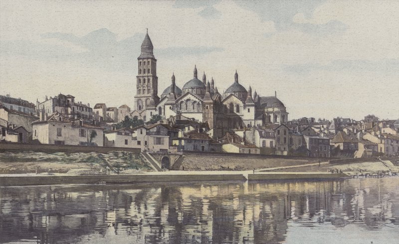 Périgueux, Catedral Saint-Front, Vista tomada de la orilla izquierda del Isle de French Photographer