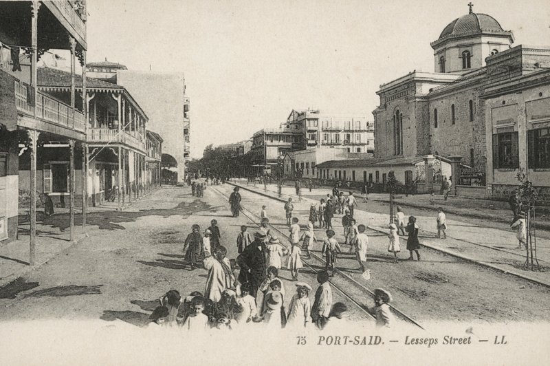 Port-Said, Egipto: Calle Lesseps (foto b/n) de French Photographer