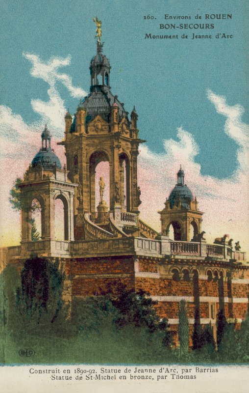 Rouen: Alrededores de Rouen Bon-Secours Monumento a Juana de Arco (foto coloreada) de French Photographer