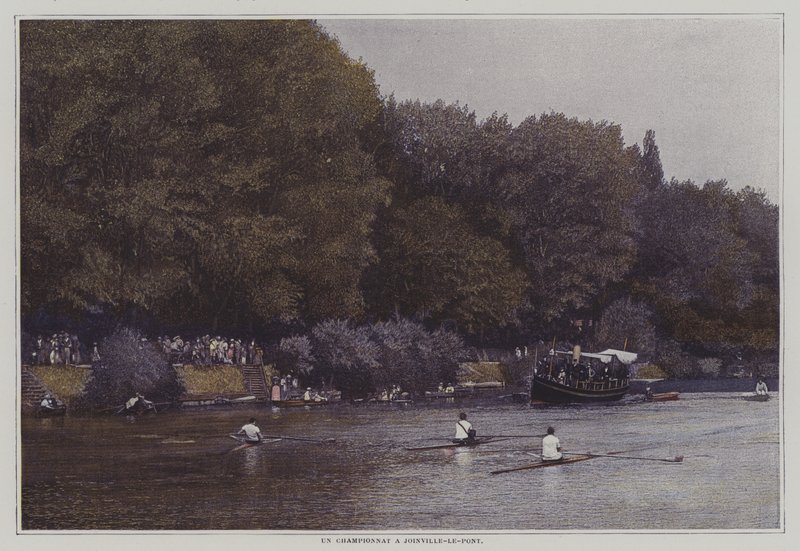 Campeonato de remo en el río Marne en Joinville-le-Pont, Francia (foto en color) de French Photographer