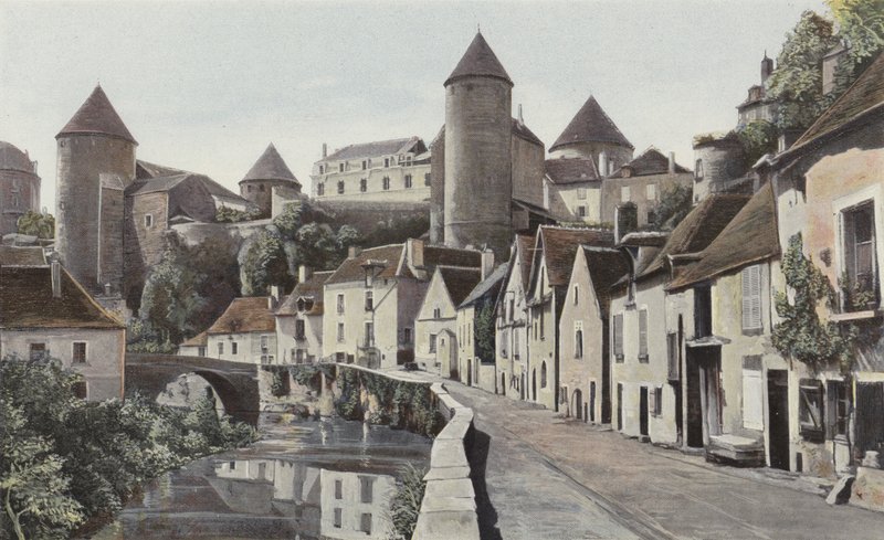 Semur, Vista tomada desde la orilla d del Armancon de French Photographer