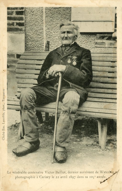 Victor Baillot, el último sobreviviente de la Batalla de Waterloo, fotografiado en Carisey el 22 de abril de French Photographer