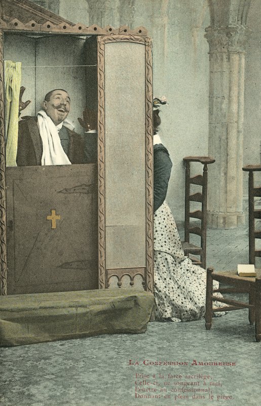 Mujer y su confesor (foto a color) de French Photographer