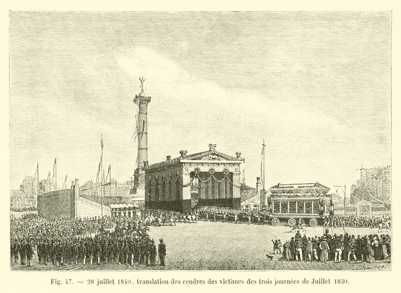 28 de julio de 1840, traslado de las cenizas de las víctimas de las tres jornadas de julio de 1830 de French School