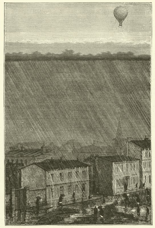 Un globo sobre la lluvia de French School