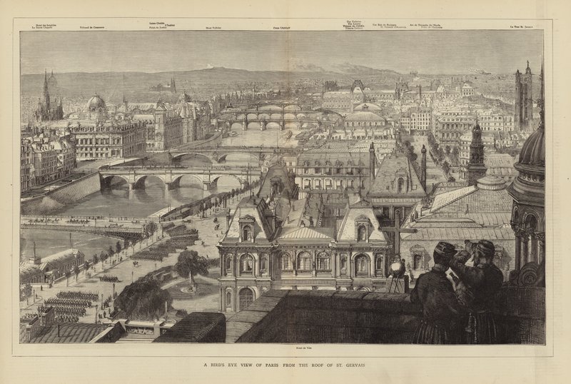 Vista Aérea de París desde el Techo de St Gervais de French School