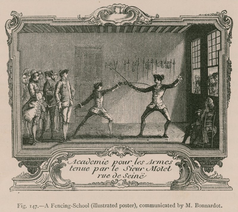 Una escuela de esgrima (cartel ilustrado), comunicado por M. Bonnardot de French School