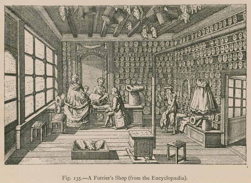 Una tienda de peleteros (de la Enciclopedia) de French School