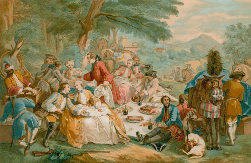 Un grupo de caza en el almuerzo de French School