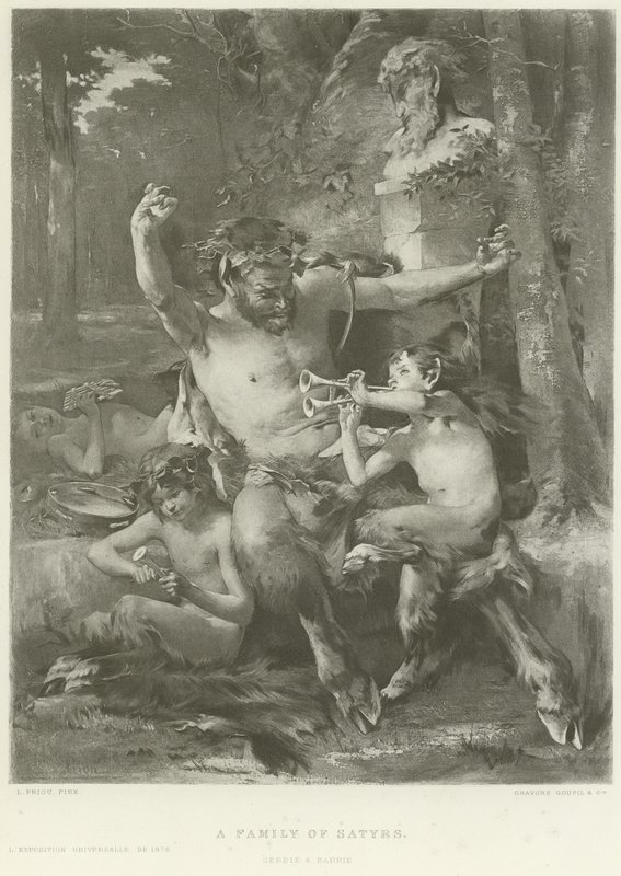 Una familia de sátiros (grabado) de French School