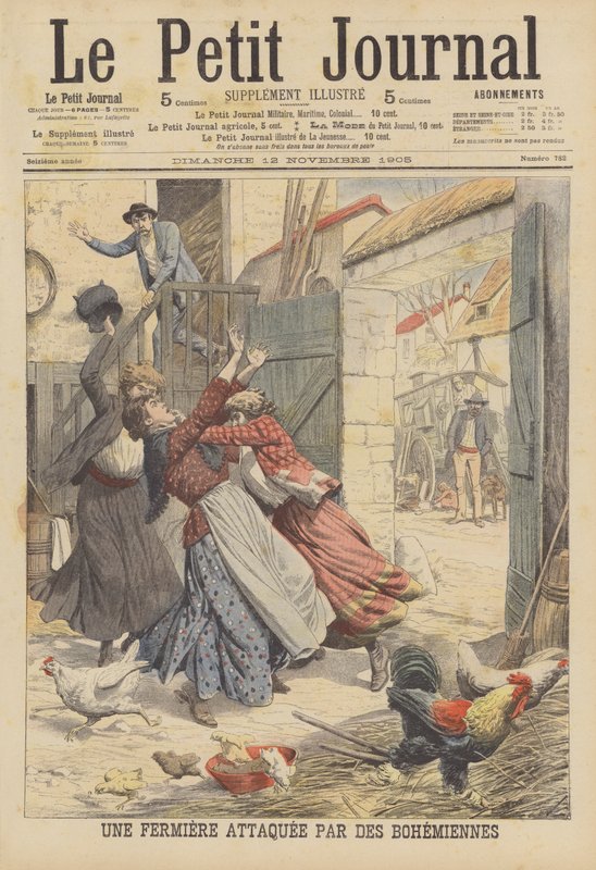 Un granjero atacado por gitanos (litografía en color) de French School