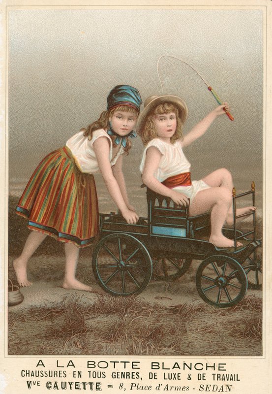 A la Botte Blanche Anuncio francés de zapatos (cromolito) de French School