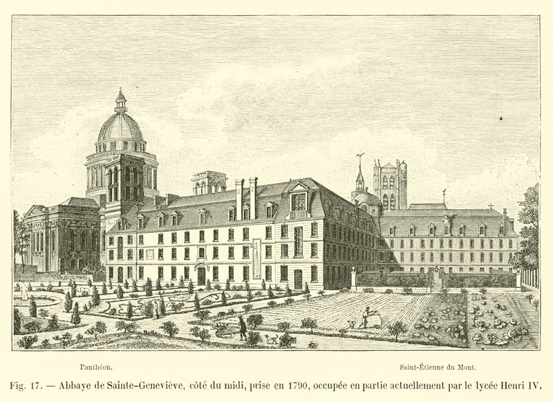 Abadía de Sainte-Genevieve, lado sur, tomada en 1790, actualmente ocupada en parte por el liceo Henri IV de French School