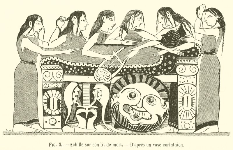 Aquiles en su lecho de muerte de French School