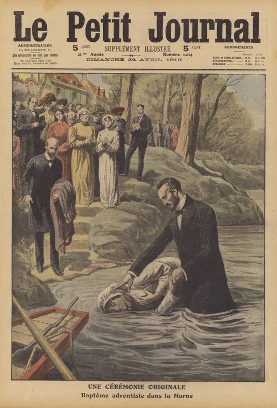 Bautismo adventista en el río Marne de French School