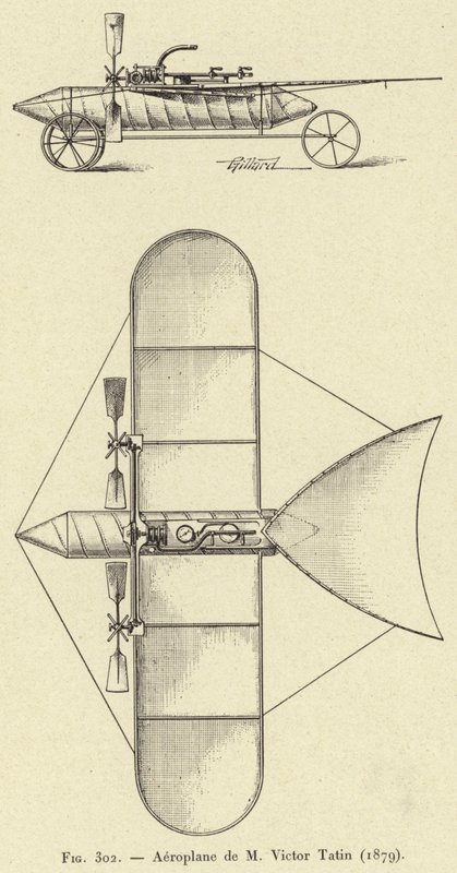 Aeroplano de M Victor Tatin (1879) de French School