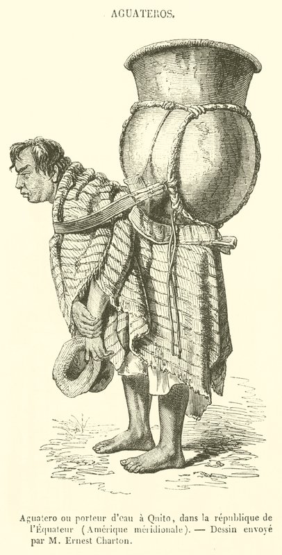 Aguatero o portador de agua en Quito, en la república del Ecuador, América del Sur de French School