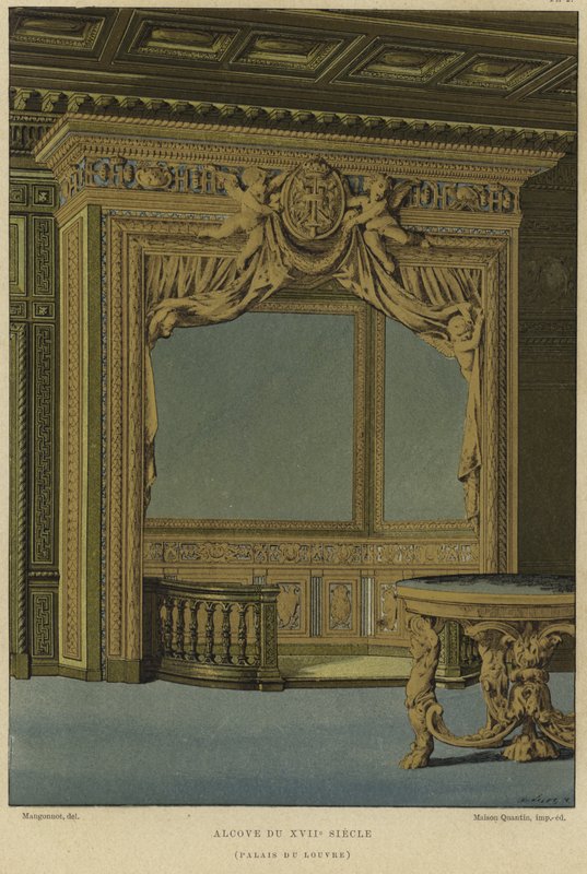 Alcoba, Palacio del Louvre, París, siglo XVII de French School