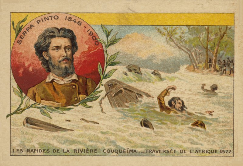 Alexandre de Serpa Pinto (1846-1900) luchando contra los rápidos del río Cuando mientras cruzaba África en 1877 de French School