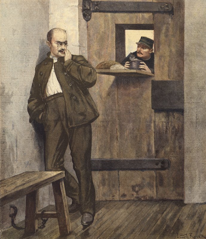 Alfred Dreyfus en su celda de prisión de French School