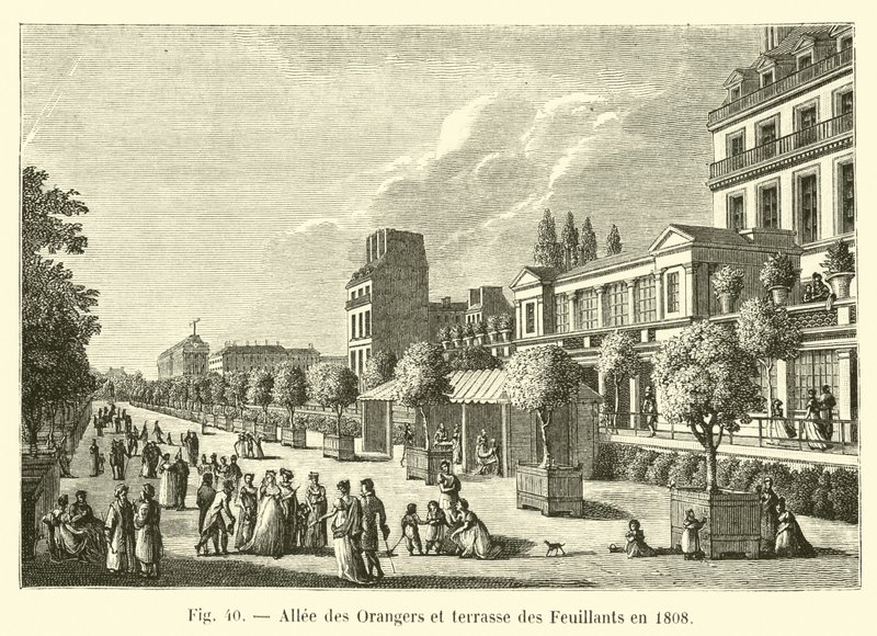 Avenida de los Naranjos y terraza de los Feuillants en 1808 de French School