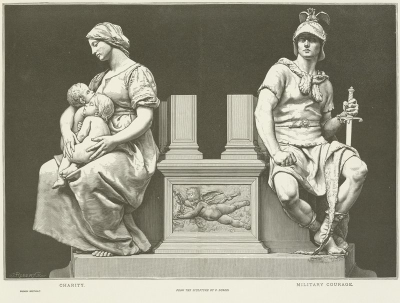 Alegorías de la Caridad y el Valor Militar de French School