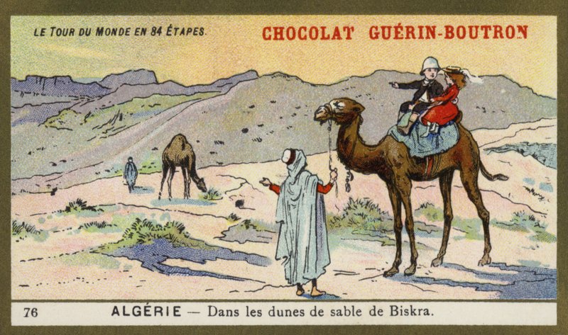 Entre las dunas de arena de Biskra, Argelia de French School