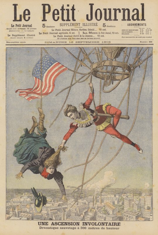 Un ascenso involuntario (litografía en color) de French School