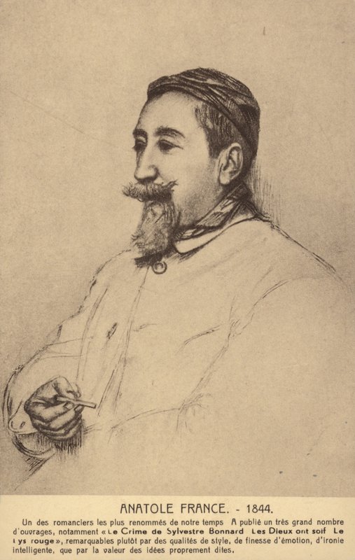 Anatole France (1844-1924), poeta, periodista y novelista francés (litografía) de French School